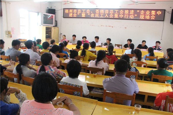 苍梧县总工会推进农民工入会集中行动